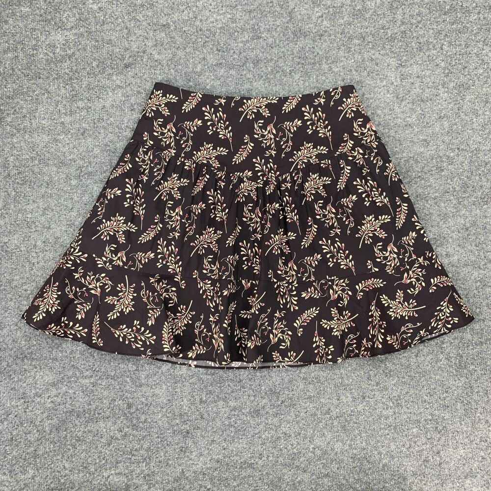 Most Of All Flare Skirt Womens 4 Deep Purple Brown Floral Back Zip A Line Pleat - Picture 2 of 13
